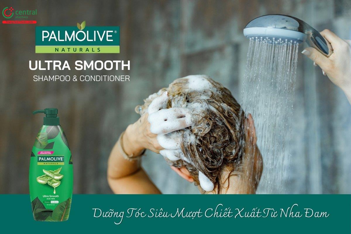 Dầu gội xả Palmolive Naturals Ultra Smooth Shampoo & Conditioner Chiết Xuất Nha Đam giúp tóc suôn mượt và vào nếp dễ dàng và mang đến cảm giác mềm mại tức thì.