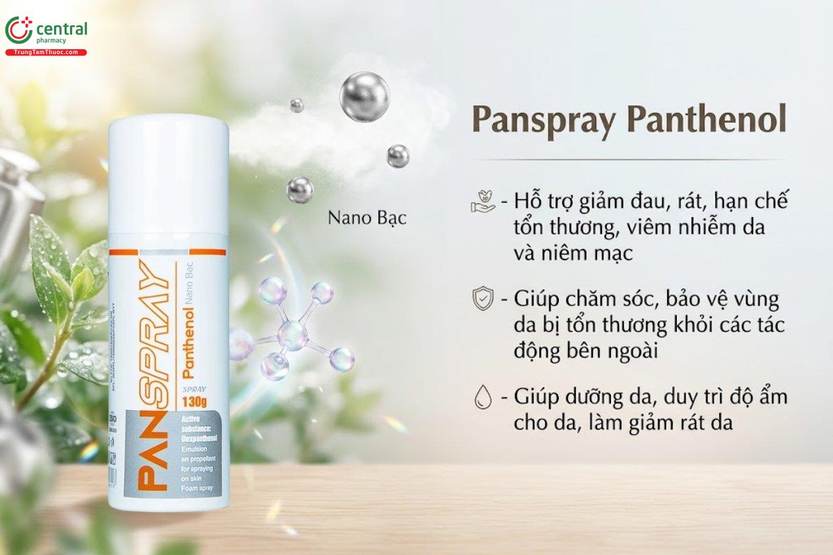Xịt bỏng Panspray Panthenol làm dịu cảm giác đau rát, tổn thương