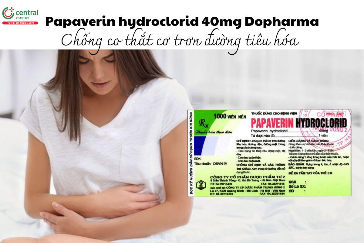 Thuốc Papaverin hydroclorid 40mg Dopharma - Chống co thắt cơ trơn đường tiêu hóa