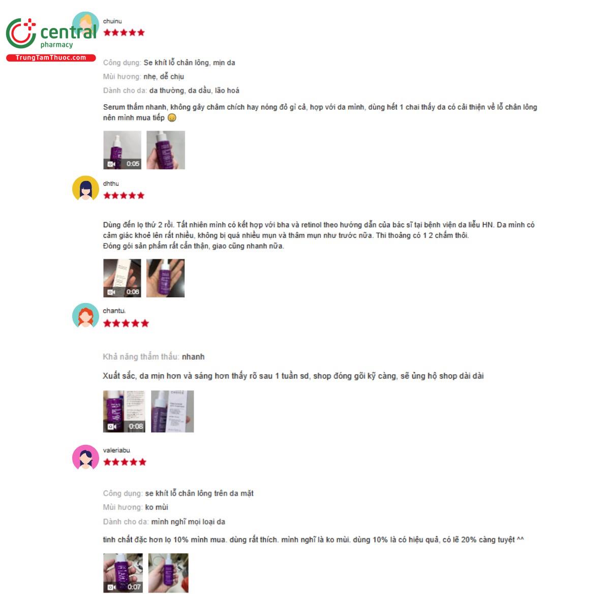 Một số đánh giá của khách hàng về sản phẩm Tinh chất Paula's Choice Clinical Niacinamide 20% Treatment