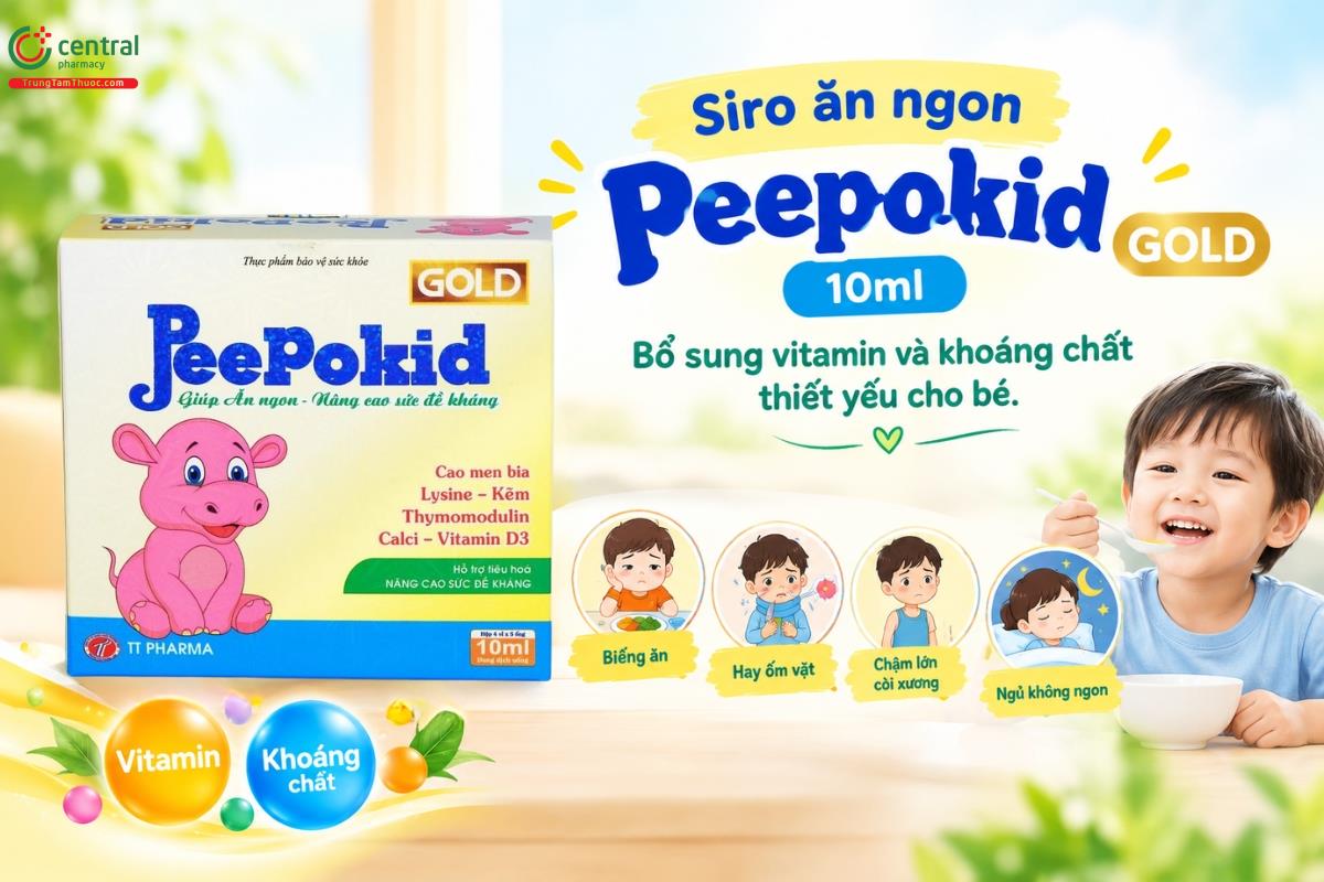 Siro ăn ngon Peepokid Gold 10ml bổ sung vitamin và khoáng chất thiết yếu cho bé