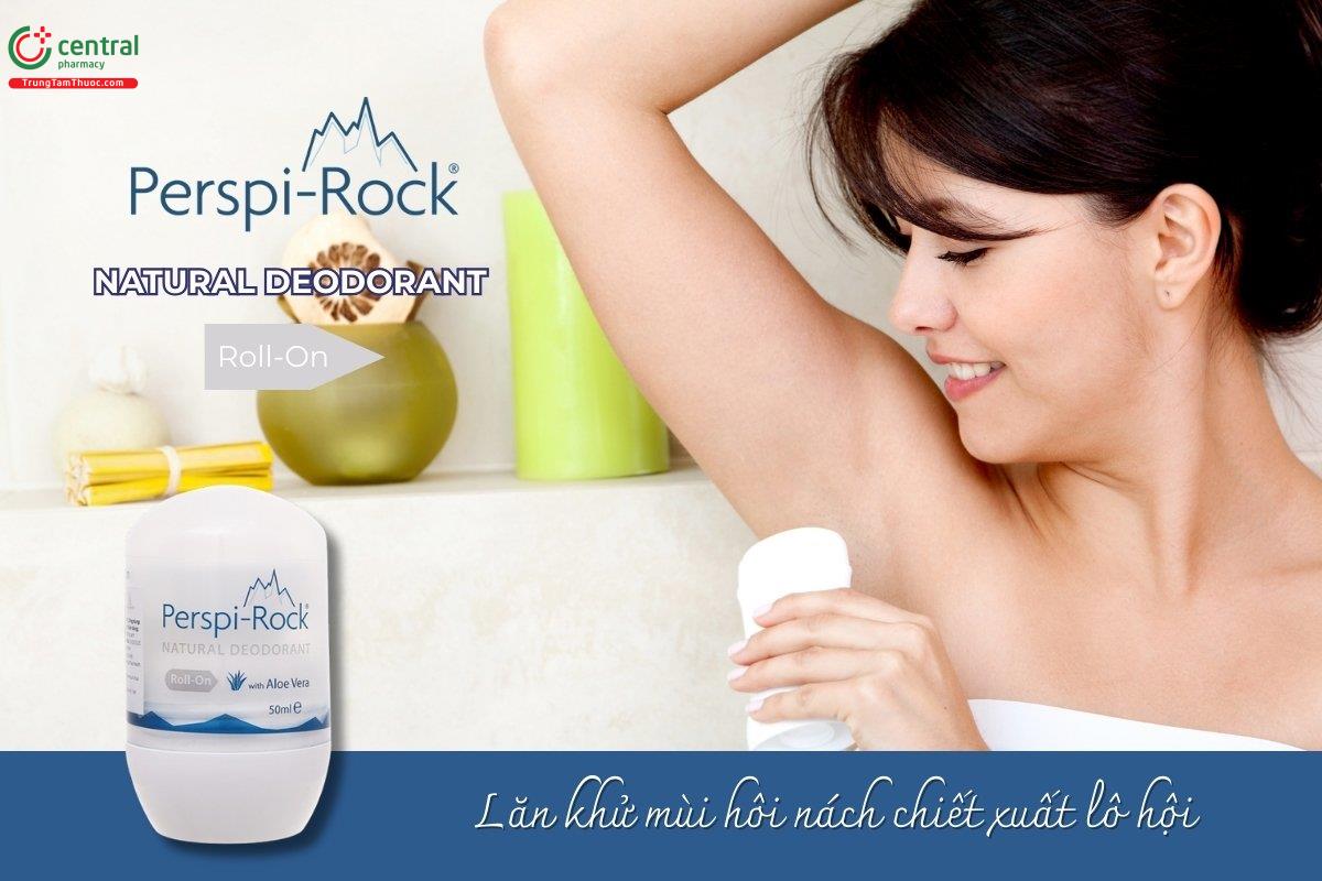 Lăn khử mùi hôi nách Perspi-Rock Natural Roll-On Deodorant chứa thành phần Potassium Alum, lô hội giúp làm dịu da và mang lại hương thơm nhẹ nhàng, dễ chịu cho cơ thể.