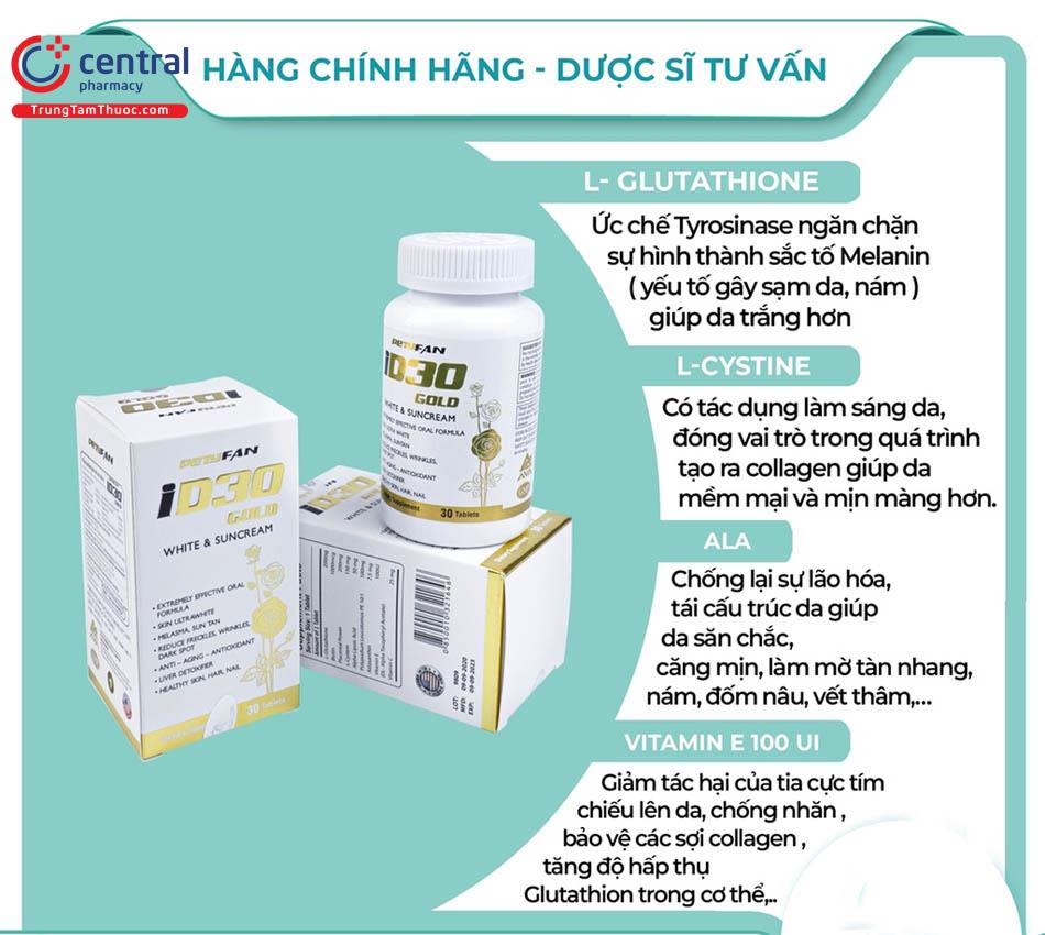 Tác dụng của từng thành phần trong Petyfan iD30 Gold White & Suncream