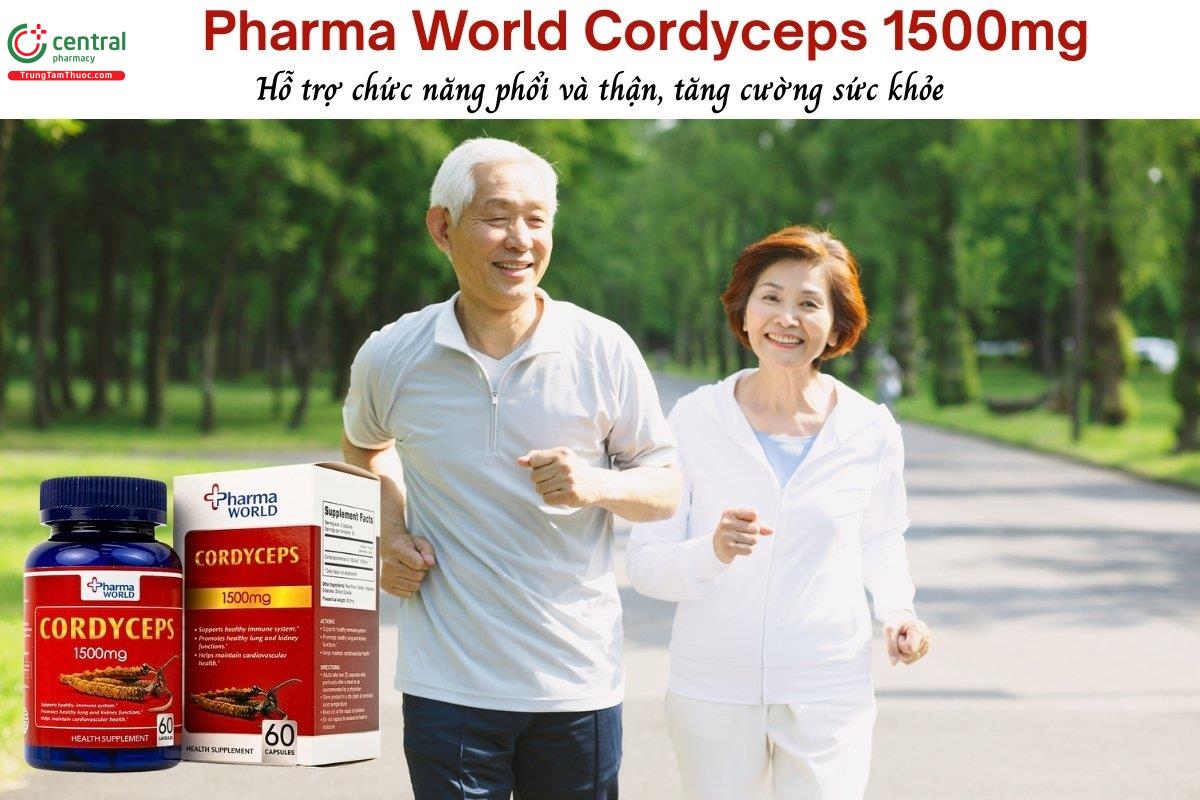 Pharma World Cordyceps 1500mg giúp hỗ trợ chức năng phổi và thận, góp phần tăng cường sức khỏe