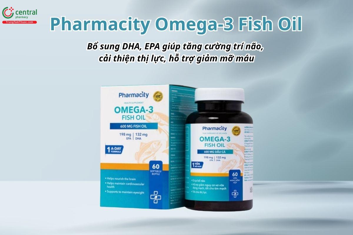 Pharmacity Omega-3 Fish Oil bổ sung DHA, EPA giúp tăng cường trí não, cải thiện thị lực, hỗ trợ giảm mỡ máu