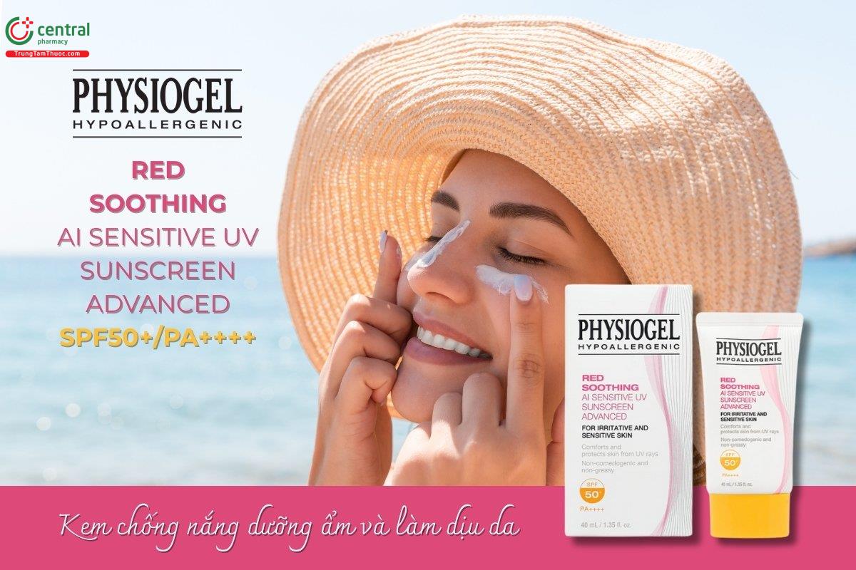 Kem chống nắng Physiogel Red Soothing AI Sensitive UV Advanced SPF50+/PA++++ cung cấp sự bảo vệ tối ưu khỏi tác động của tia UV, giúp giảm nguy cơ lão hóa và nếp nhăn.