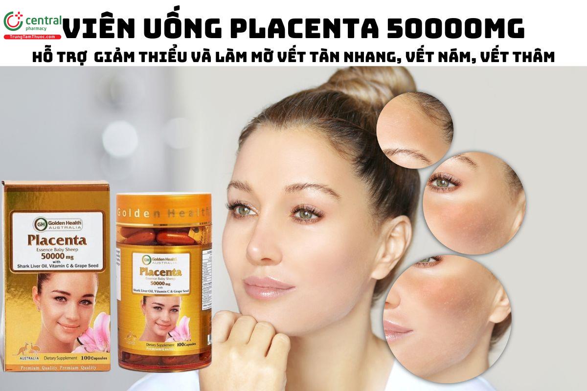 Viên Uống Placenta 50000mg - giúp đẹp da, giảm thâm nám, tàn nhang