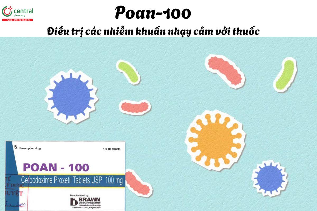 Thuốc Poan-100 - Điều trị các nhiễm khuẩn nhạy cảm với thuốc gây ra