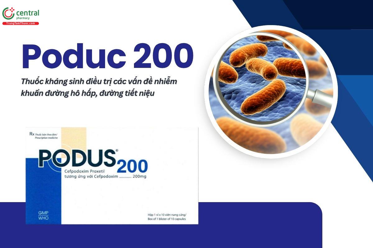 Thuốc Podus 200mg điều trị nhiễm khuẩn hô hấp, tiết niệu, mô mềm