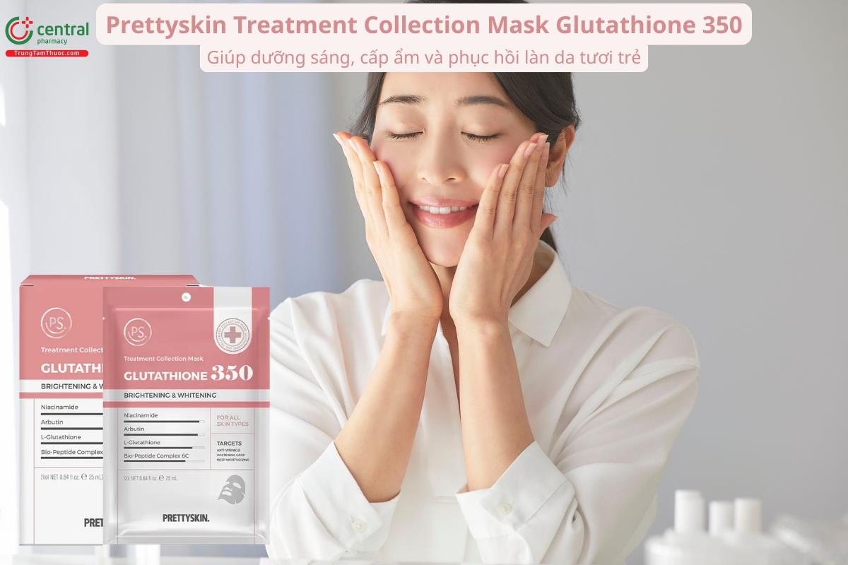 Mặt nạ Prettyskin Treatment Collection Mask Glutathione 350 hỗ trợ cấp ẩm và dưỡng trắng sáng da