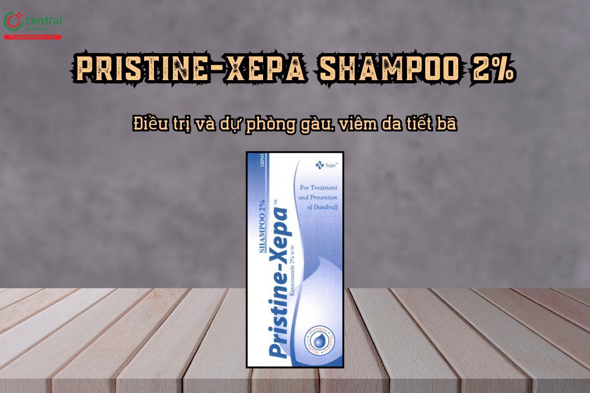 Dầu gội Pristine-Xepa Shampoo 2% chứa hoạt chất Ketoconazole 2% giúp điều trị và dự phòng hiệu quả bệnh vảy phấn dầu (gàu)