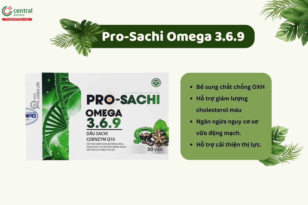 Pro-sachi Omega 3.6.9 (Hộp 3 vỉ x 10 viên) giúp giảm cholesterol máu, tăng cường thị lực