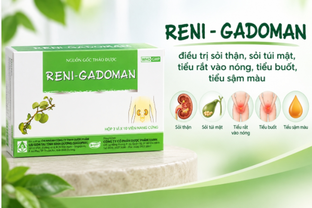 Thuốc RENI - GADOMAN điều trị sỏi thận, sỏi túi mật, tiểu rắt vào nóng, tiểu buốt, tiểu sậm màu