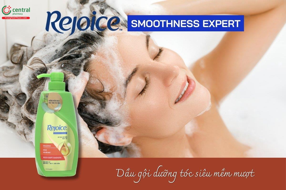 Dầu gội Rejoice Smoothness Expert siêu mềm mượt với tinh chất dưỡng đặc biệt giúp chăm sóc tóc từ chân đến ngọn, mang đến mái tóc suôn mượt, mềm mại và bóng khỏe tự nhiên.