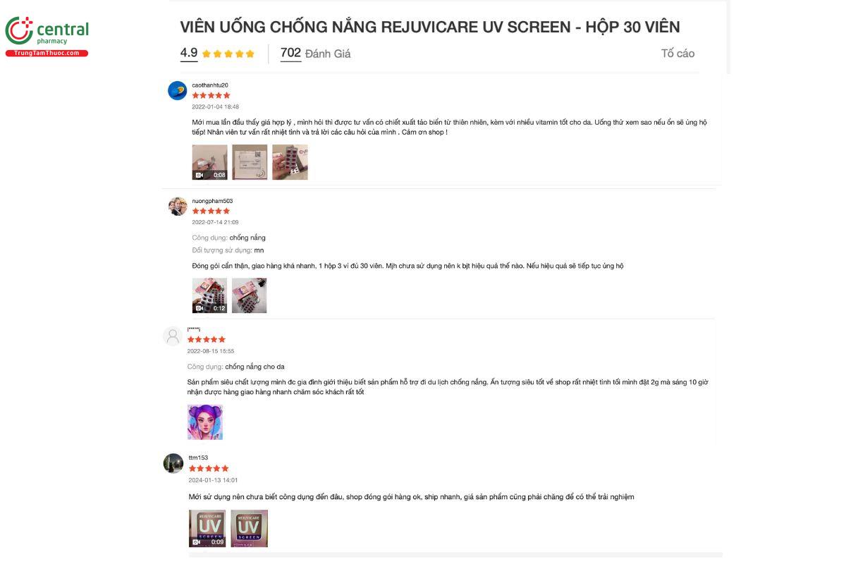 Đánh giá của những người đã mua sản phẩm Rejuvicare UV Screen