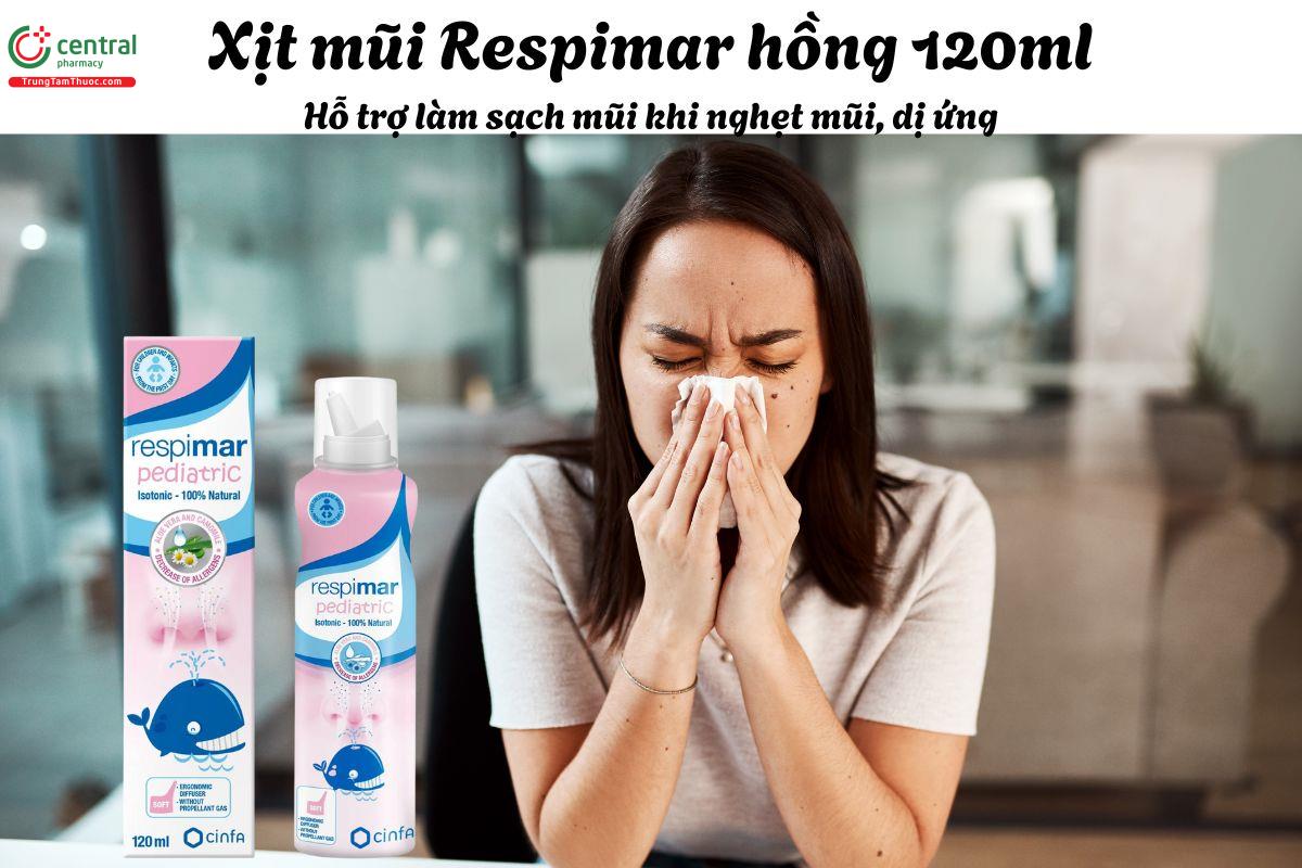 Xịt mũi Respimar hồng 120 ml - Giúp làm sạch mũi, thông thoáng đường thở