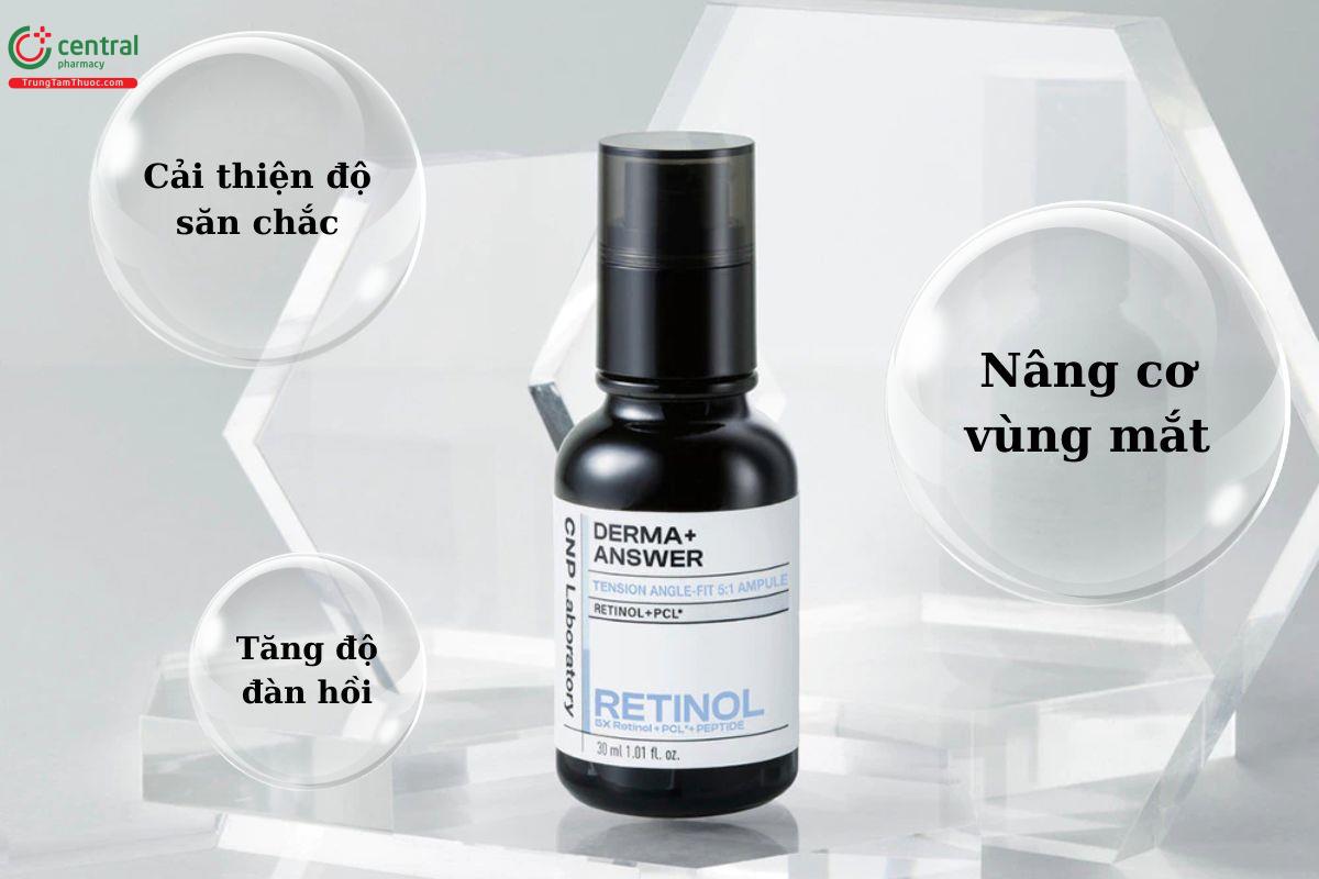 CNP Derma Answer Tension Angle Fit Ampule chứa Retinol giúp làm mờ nếp nhăn, cải thiện độ đàn hồi và tái tạo bề mặt da