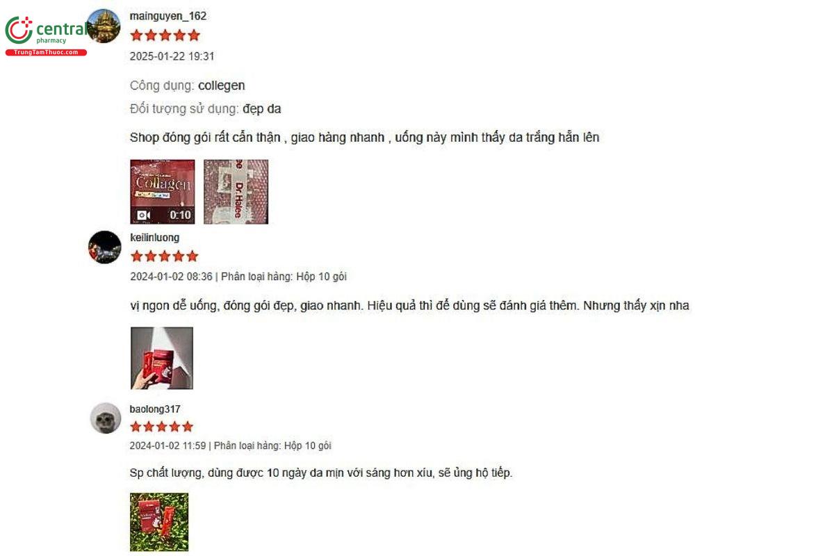 Một số đánh giá của khách hàng về sản phẩm Collagen Lựu Đỏ Curcumin