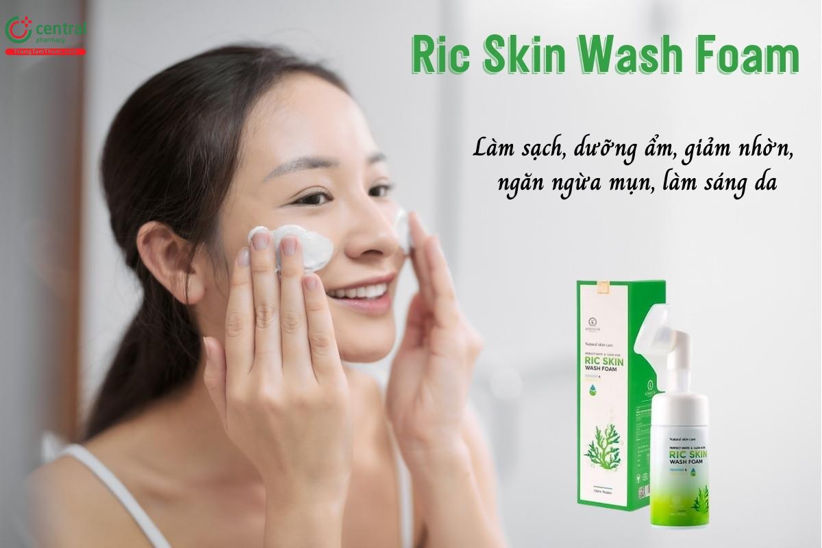 Sữa rửa mặt Ric Skin Wash Foam giúp làm sạch bụi bẩn, bã nhờn, tạp chất, dưỡng ẩm, phục hồi tổn thương, cân bằng da, giảm nhờn, ngăn ngừa mụn và làm sáng da
