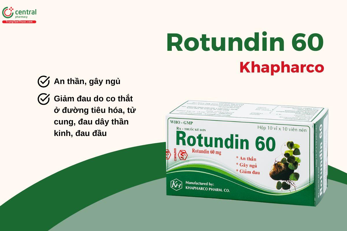 Thuốc Rotundin 60 Khapharco an thần, ngủ ngon, giảm đau tiêu hóa