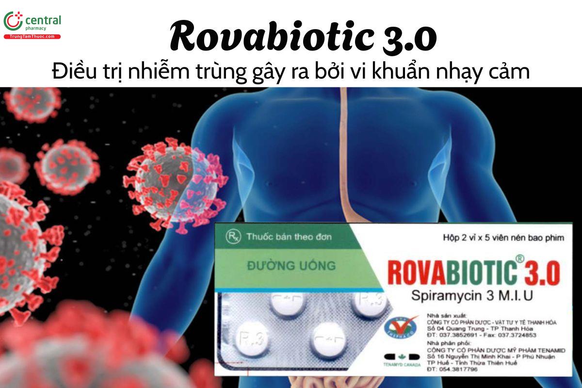 Thuốc Rovabiotic 3.0 - Điều trị nhiễm trùng gây ra bởi vi khuẩn nhạy cảm