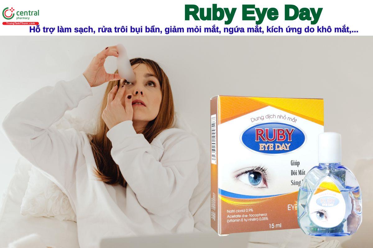 Dung dịch nhỏ mắt Ruby Eye Day giúp giảm tình trạng khô mắt, mỏi mắt