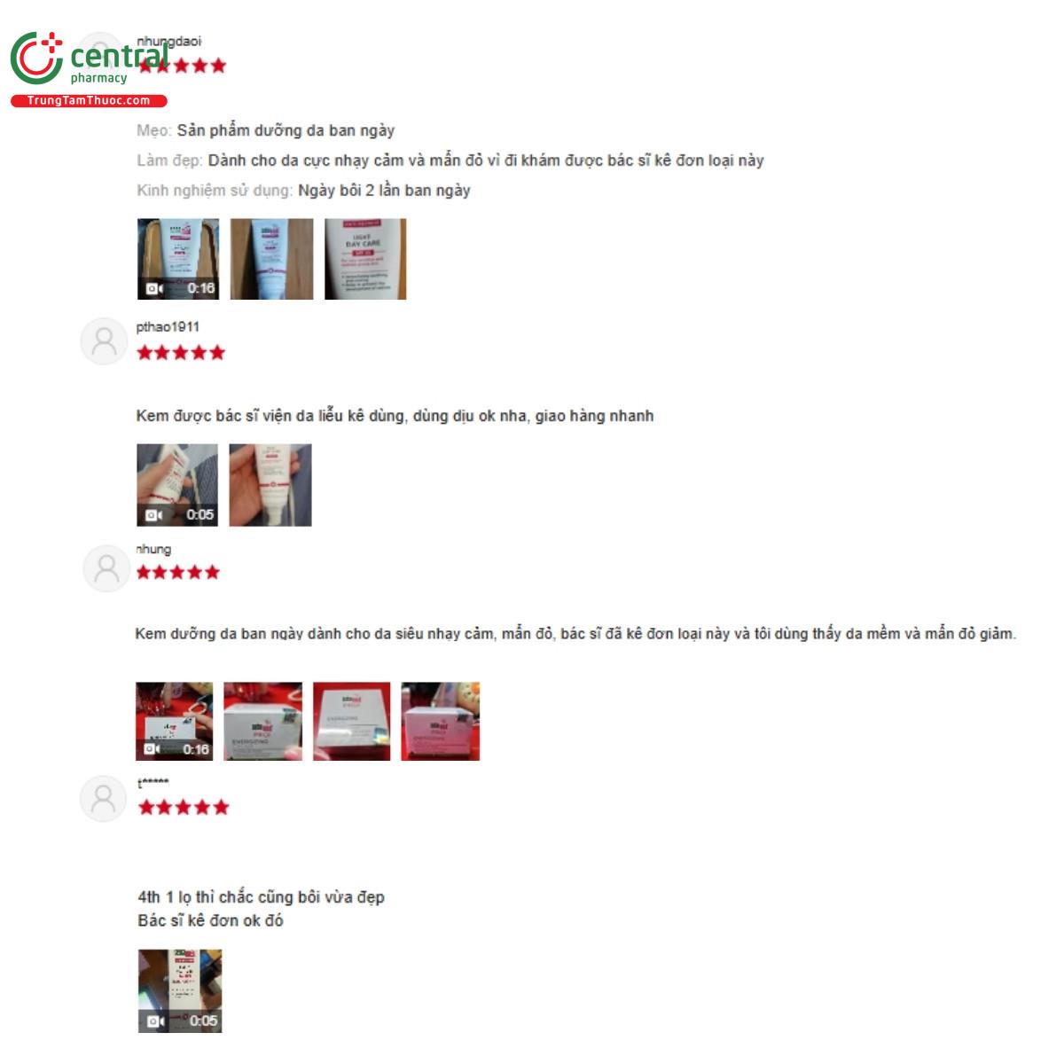 Một số đánh giá của khách hàng về sản phẩm Kem Dưỡng Ban Ngày SEBAMED Anti-Redness Light Day Care SPF 20