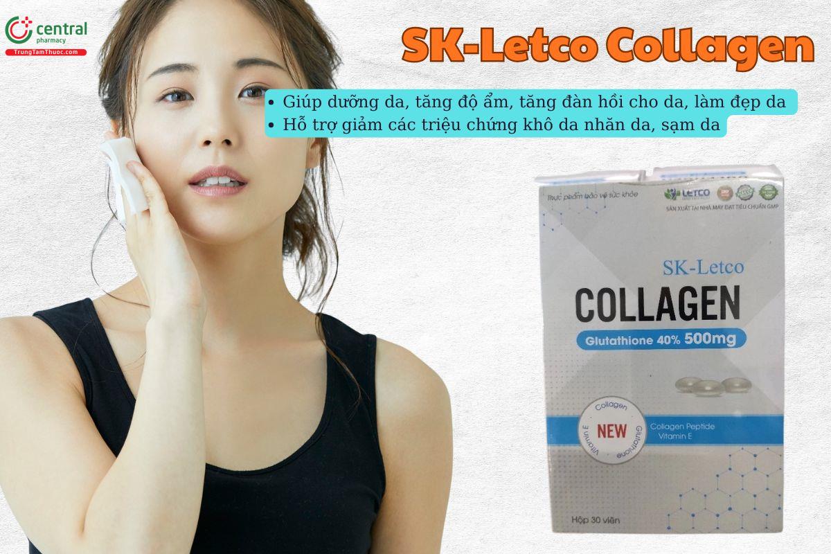 Viên uống SK-Letco Collagen giúp hạn chế quá trình lão hoá da, cải thiện nám, sạm da,...
