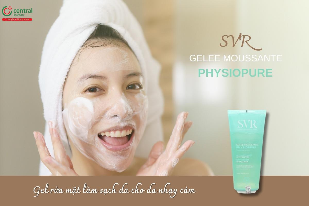 Gel rửa mặt SVR Physiopure Gelee Moussante giúp loại bỏ bụi bẩn và lớp trang điểm, mang lại làn da sạch sẽ mà không làm khô da, giúp da trông tươi tắn và sáng khỏe hơn.