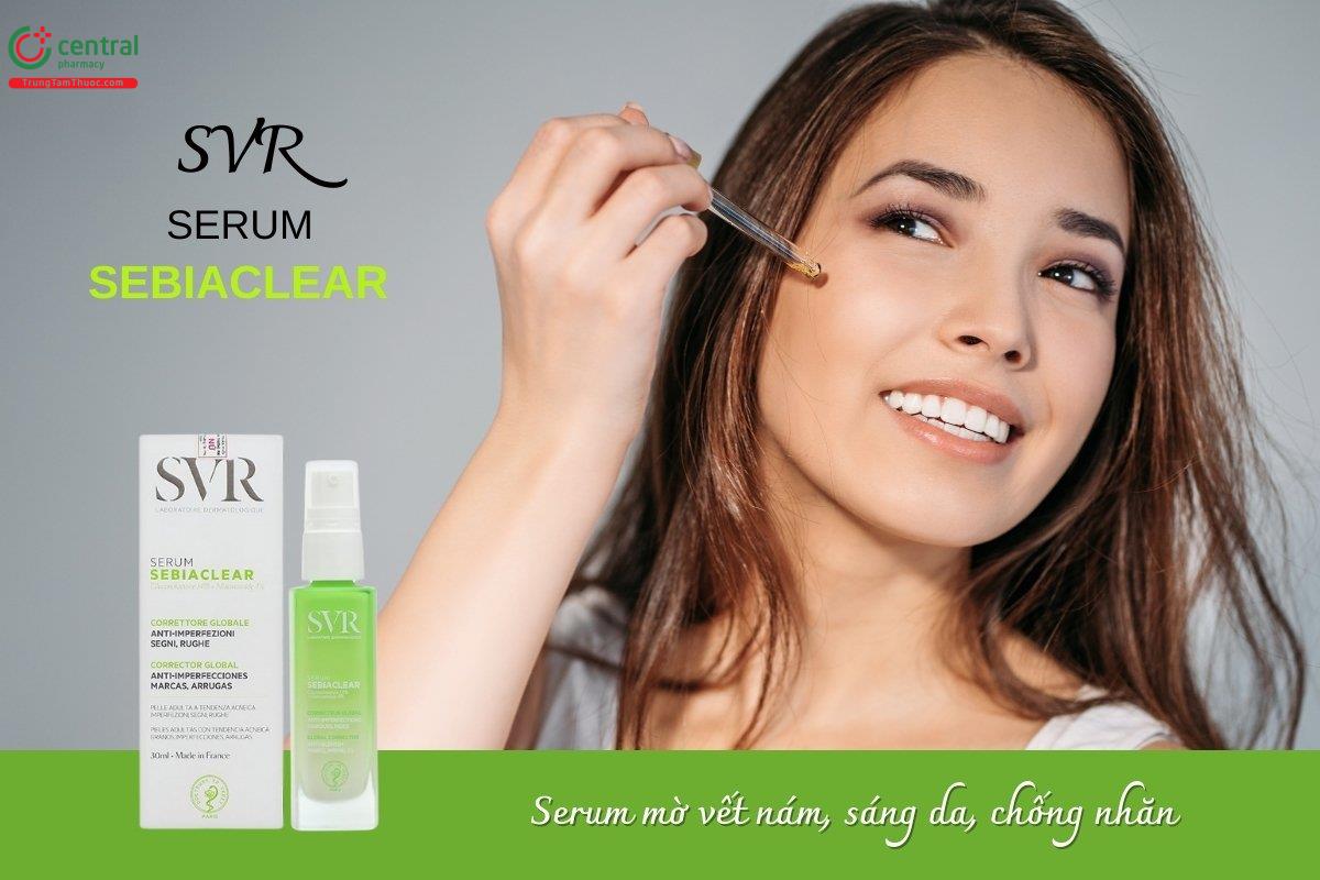 Sản phẩm dưỡng da dạng lỏng SVR Sebiaclear Serum giúp hỗ trợ làm sáng da, làm mờ các vết nám, ngăn ngừa nếp nhăn, giúp da mềm mại và lỗ chân lông luôn thông thoáng.