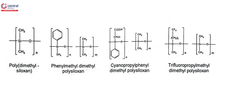 Hình 4.1. Cấu trúc của một số pha tĩnh loại Poly(dimethyl - siloxan) 