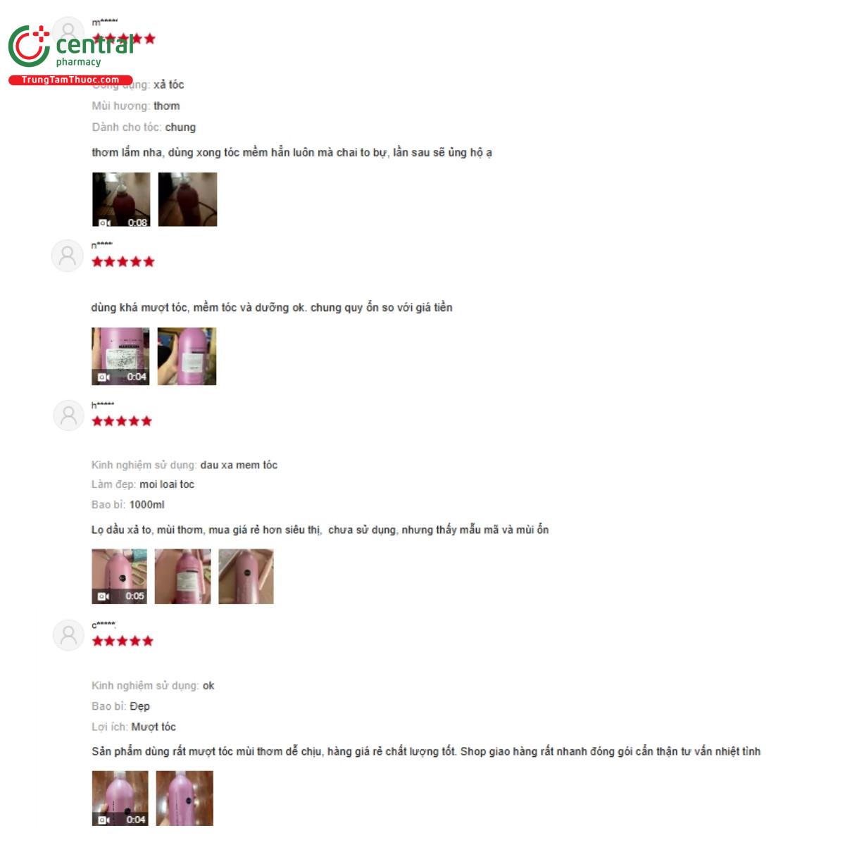 Một số đánh giá của khách hàng về sản phẩm Dầu xả Salon Link
