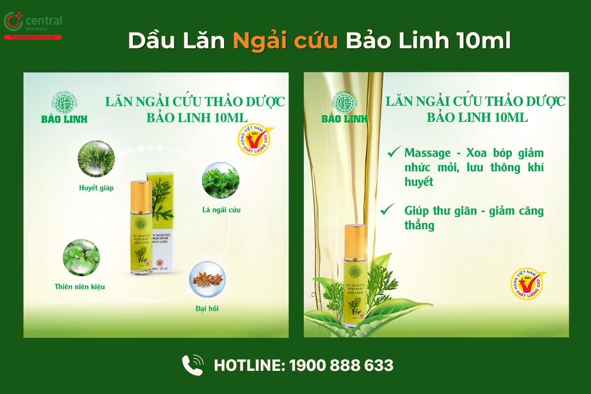 Sản phẩm Dầu lăn Ngải cứu Bảo Linh 10ml có tác dụng gì?