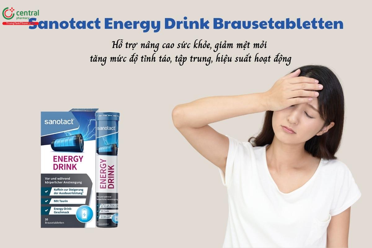 Sanotact Energy Drink Brausetabletten hỗ trợ nâng cao sức khỏe, giảm mệt mỏi và tăng mức độ tỉnh táo, khả năng tập trung, hiệu suất hoạt động