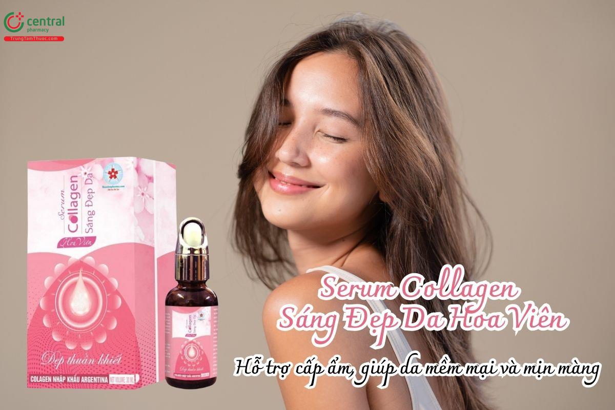 Serum Collagen Sáng Đẹp Da Hoa Viên hỗ trợ cấp ẩm, giúp da mềm mại và mịn màng