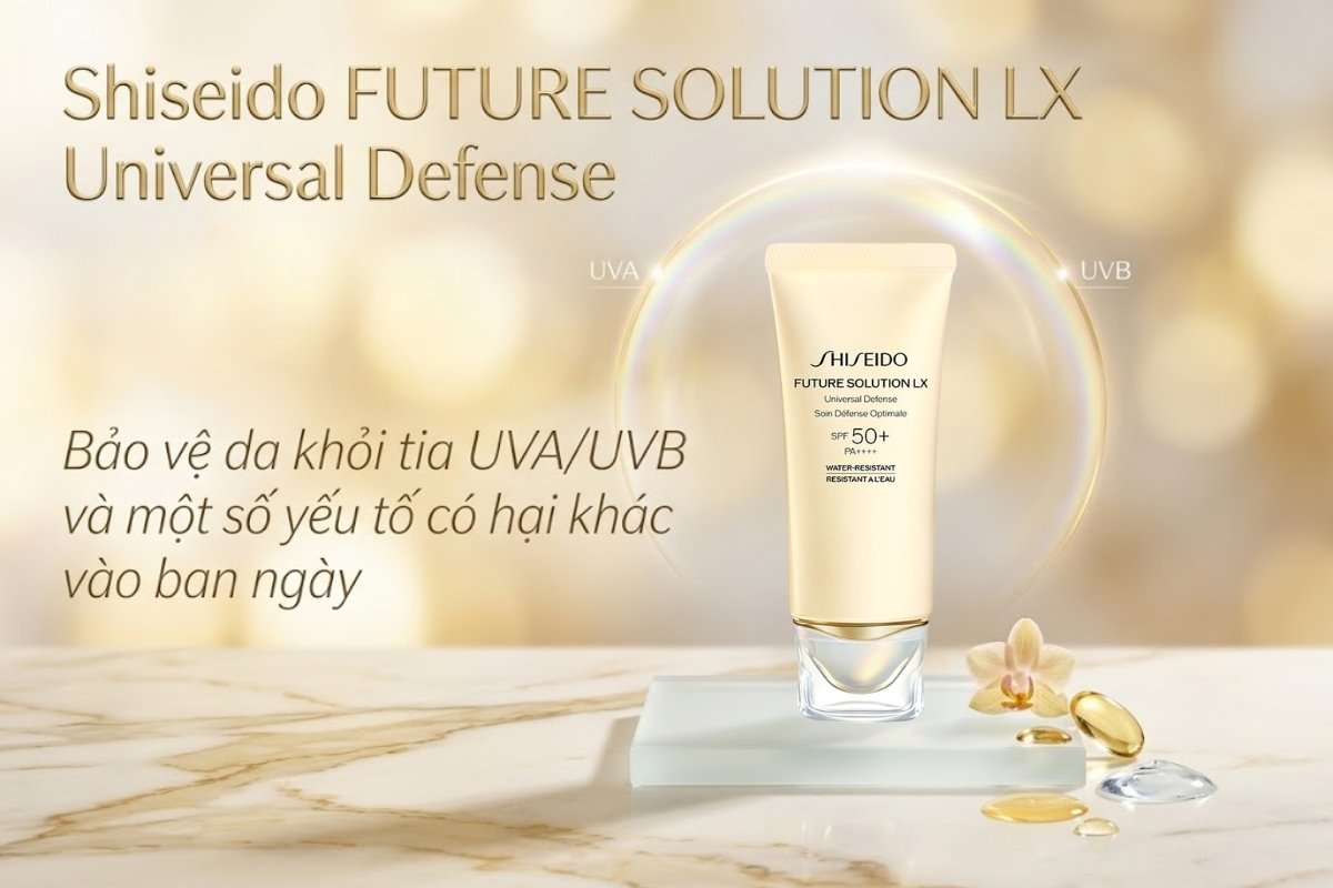 Kem chống nắng Shiseido FUTURE SOLUTION LX Universal Defense bảo vệ da