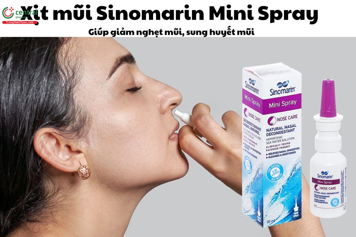 Xịt mũi Sinomarin Mini Spray - Giúp giảm nghẹt mũi, sung huyết mũi 