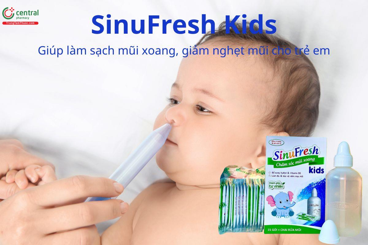 Muối SinuFresh Kids giúp làm sạch mũi xoang, giảm nghẹt mũi cho trẻ nhỏ