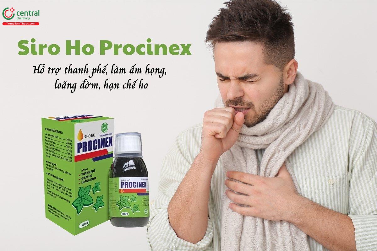Siro Ho Procinex hỗ trợ thanh phế, làm ấm họng, loãng đờm, hạn chế ho