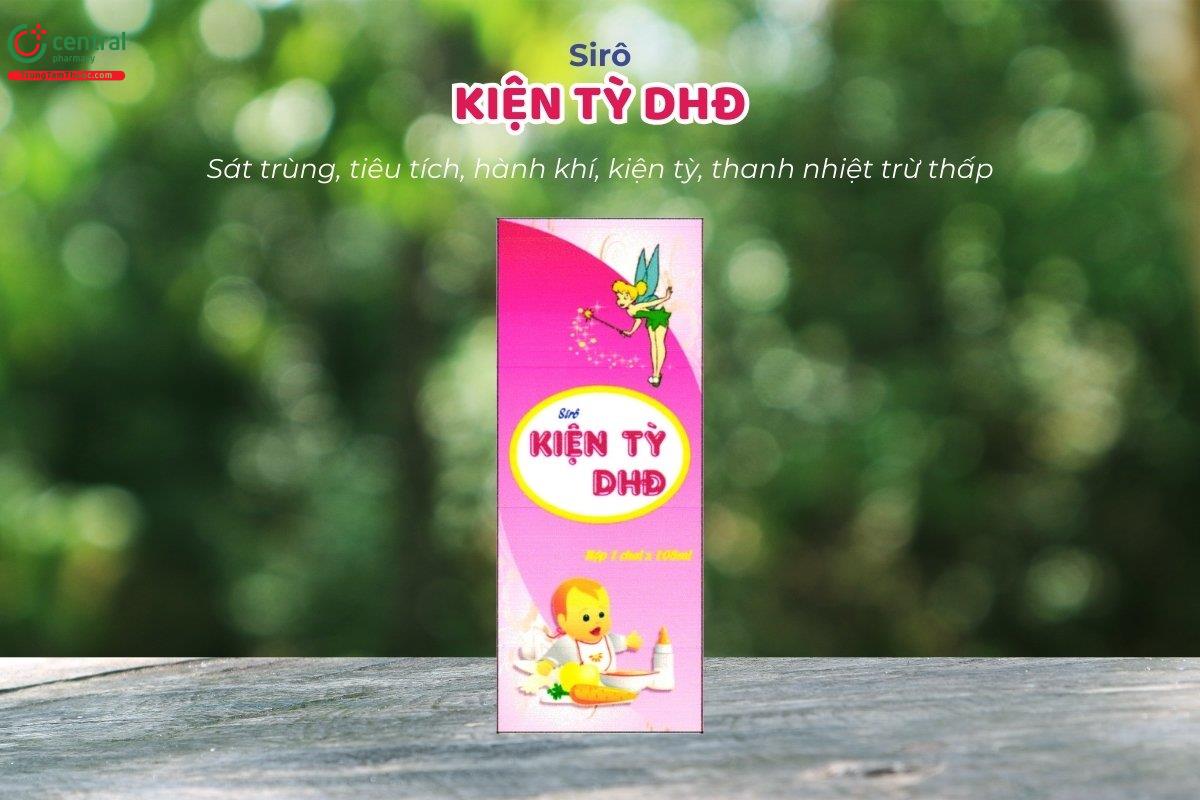 Sirô Kiện Tỳ DHĐ có tác dụng sát trùng, hỗ trợ tiêu hóa, hành khí, tăng cường chức năng tiêu hóa, thanh nhiệt, trừ thấp, dùng trong các trường hợp bị cam tích, nhiễm giun,...