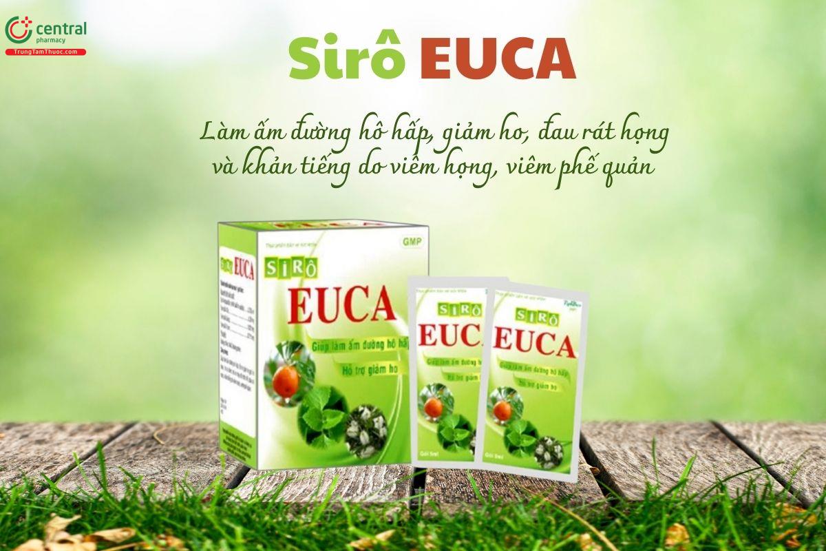 Siro Euca Tipharco giúp làm ấm đường hô hấp, giảm ho, đau rát họng và khản tiếng do viêm họng, viêm phế quản
