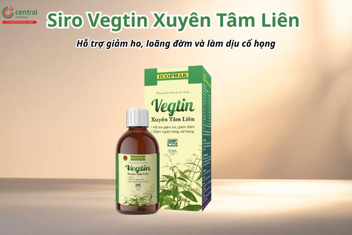 Siro Vegtin Xuyên Tâm Liên hỗ trợ giảm ho, loãng đờm và làm dịu cổ họng