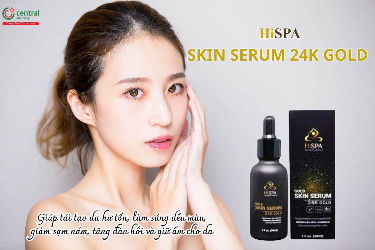 Hispa Skin Serum 24k Gold giúp tái tạo da hư tổn, làm sáng đều màu, giảm sạm nám, tăng đàn hồi và giữ ẩm cho da