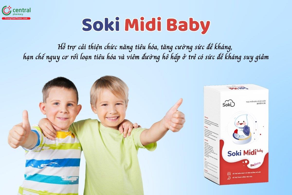 Soki Midi Baby hỗ trợ cải thiện chức năng tiêu hóa, tăng cường sức đề kháng