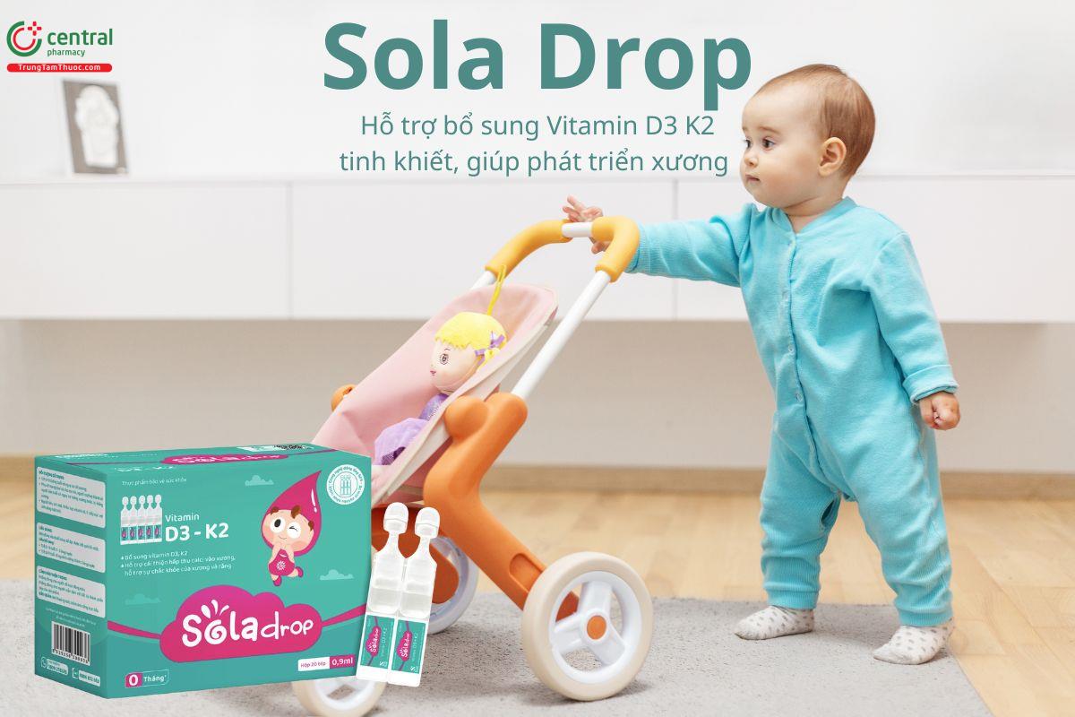 Sola Drop hỗ trợ bổ sung Vitamin D3 K2 tinh khiết, giúp phát triển xương 