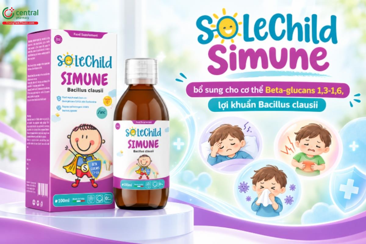 SoleChild Simune bổ sung cho cơ thể Beta-glucans 1,3-1,6, lợi khuẩn Bacillus clausii