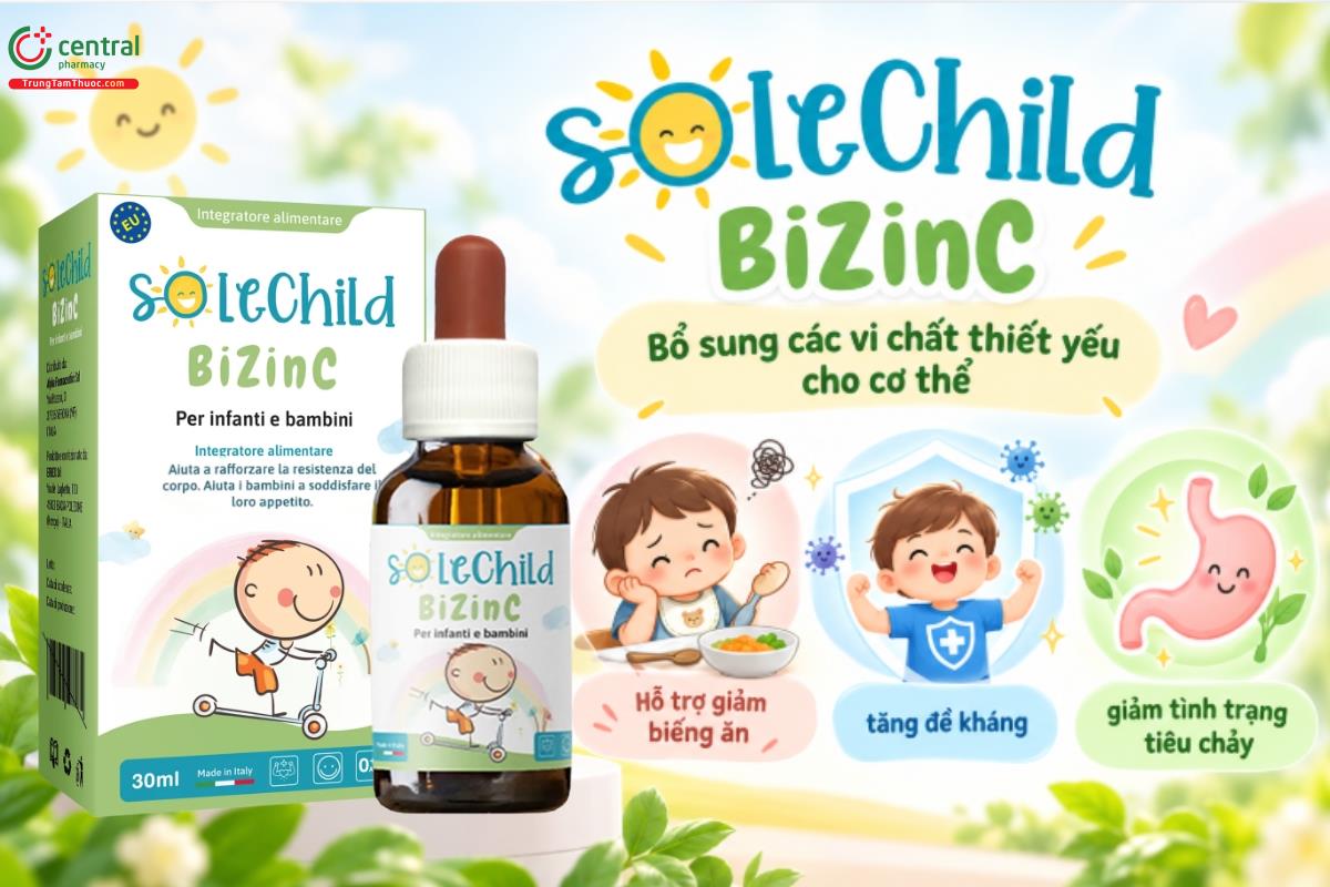 SoleChild BiZinC bổ sung các vi chất thiết yếu cho cơ thể, hỗ trợ giảm biếng ăn