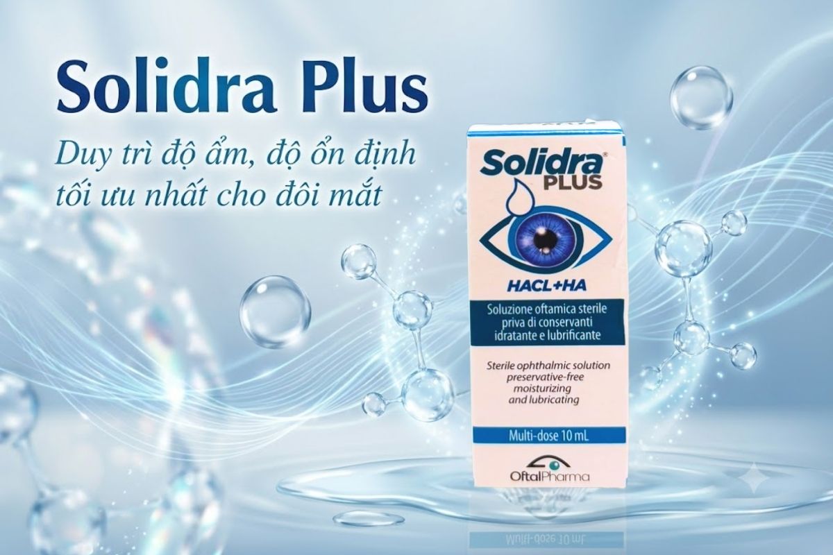 Nước mắt nhân tạo Solidra Plus 10ml duy trì độ ẩm ổn định cho mắt