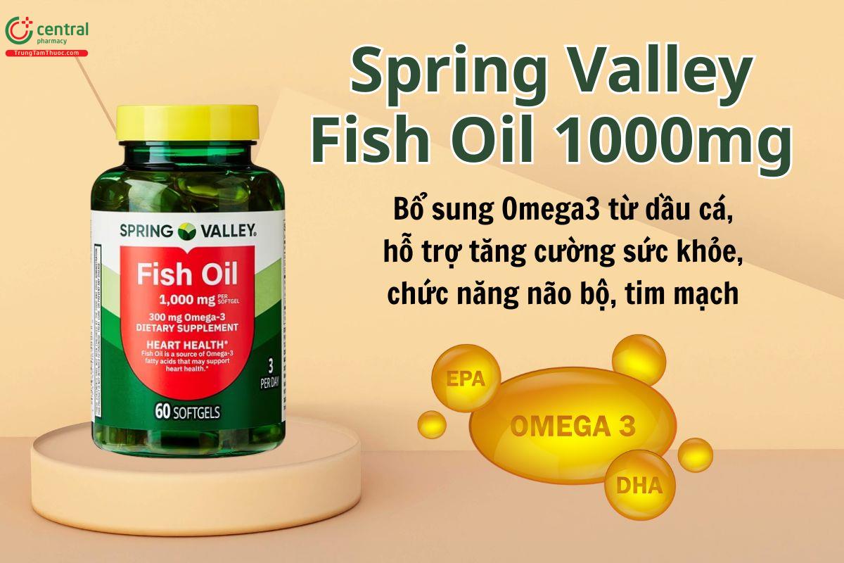 Spring Valley Fish Oil 1000mg bổ sung Omega 3 từ dầu cá