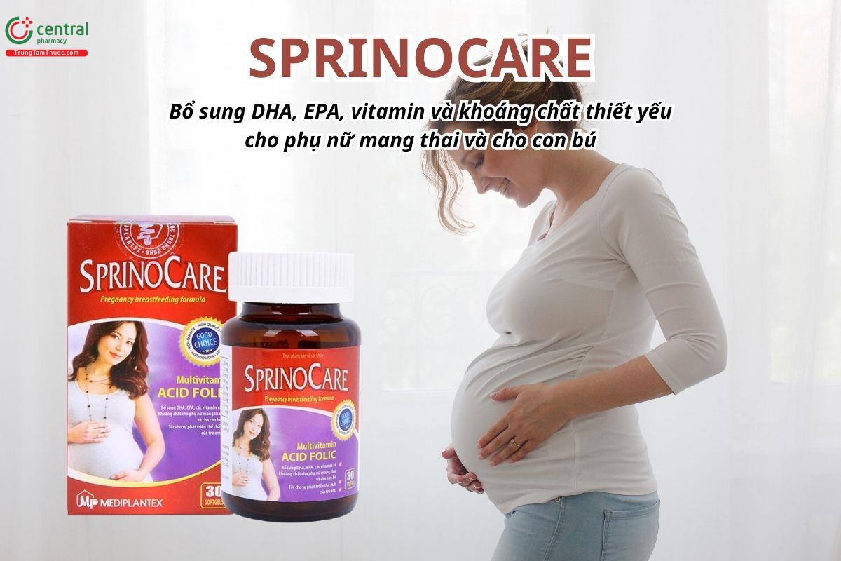 Sprinocare bổ sung DHA, EPA, vitamin và khoáng chất thiết yếu cho phụ nữ mang thai và cho con bú